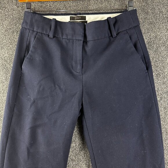 J Crew Pants Womens 2 Cameron Blue Stretch Flat Front Zip Fly Pockets Cropped - Picture 3 of 8